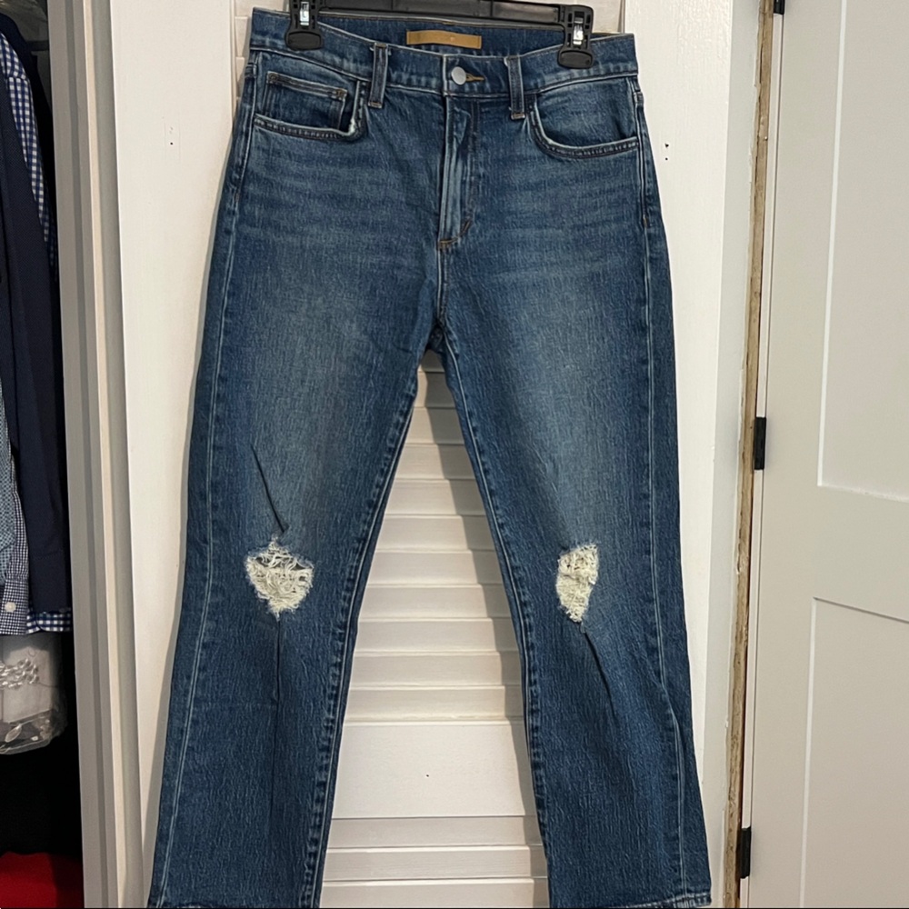Joe's Jeans Women’s Dark Blue Skinny Jeans with Knee Distress